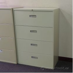 Beige 4 Drawer Lateral File Cabinet, Locking